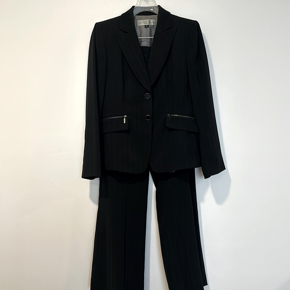 Tahari ASL Black Suit (Faint Pinstripe)